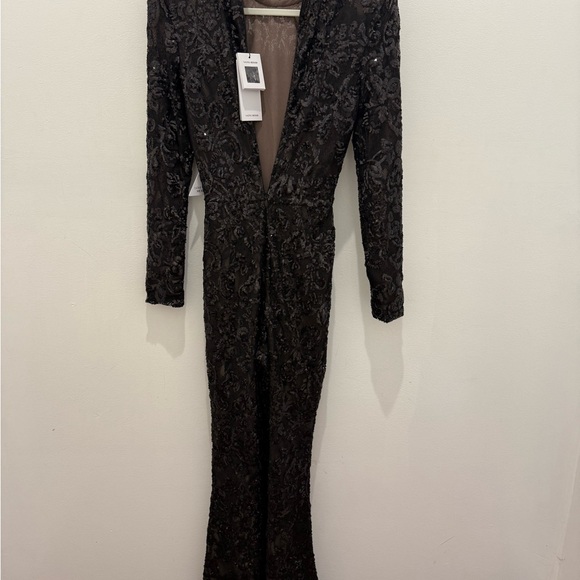 NADINE MERABI Black Sequin Jumpsuit - Picture 6 of 8